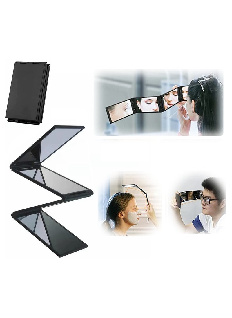 4 Panel Handheld Folding Mirror Compact Makeup Shaving Mirror for Easy Self Styling and Hair Cutting Perfect for On The Go