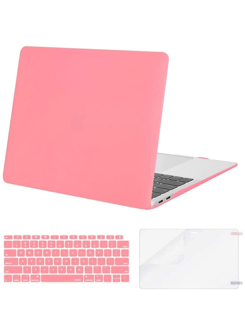 MacBook Air 13 inch Case 2022 2021-2018 Release A2337 M1 A2179 A1932 Retina Display Touch ID Plastic Hard Shell & Keyboard Cover & Screen Protector Black