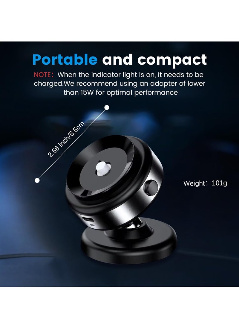 Necomi Vacuum Magnetic Phone Holder, a 360 ° Rotating Magnetic Car Mounted Double-Sided Phone Holder, Suitable for Driving, Makeup, Fitness,Compatible with Metal, Glass Surfaces, Walls (Silvery)