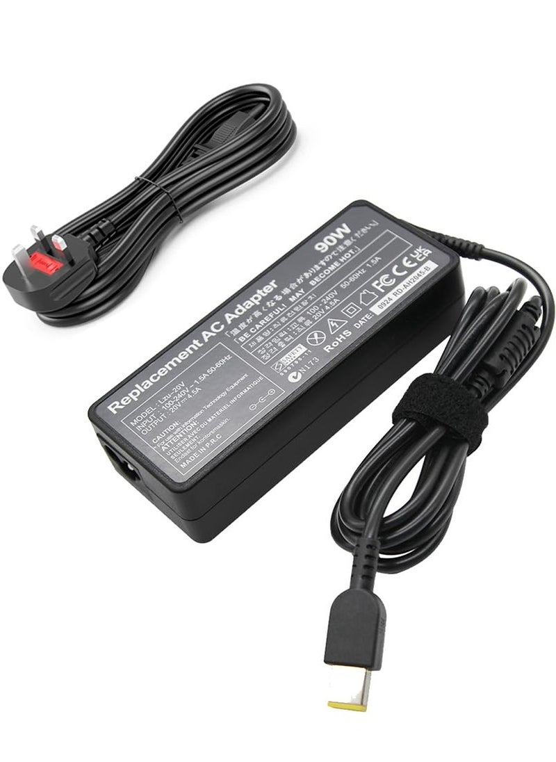 laptop adapter for LENOVO 90W 20V 4.5A USB Type-A ThinkPad X1 Ultrabook Eraser B40 G50 M4400 M4450 Z50 Z505 with UK Plug Cable