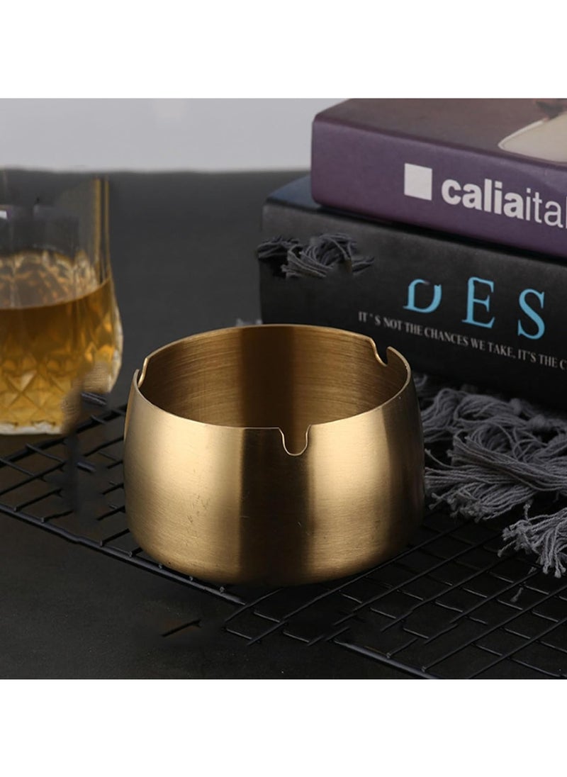 2 Pack Stainless Steel Round Ashtray (Gold)