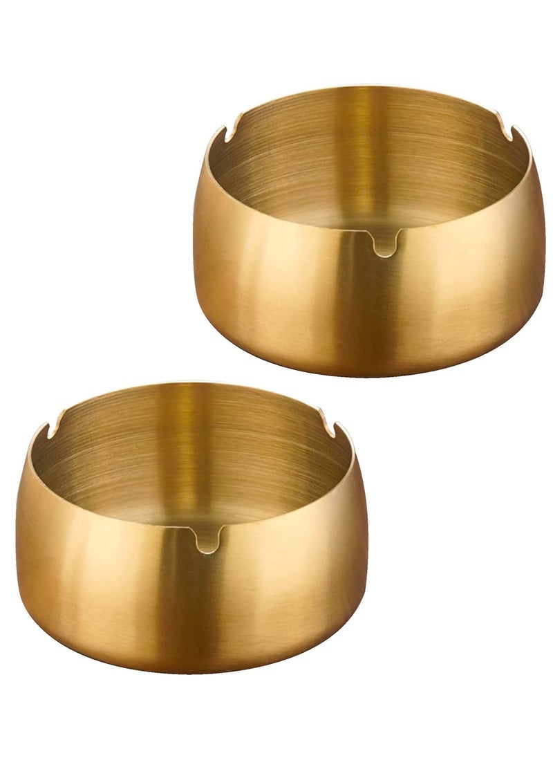 2 Pack Stainless Steel Round Ashtray (Gold)