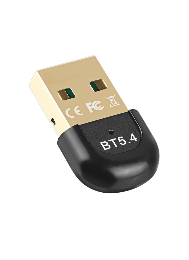 Bluetooth 5.4 USB Adapter for PC Compatible with Windows 11 10 8.1 Plug and Play for Keyboard Mouse Headphones and Speakers