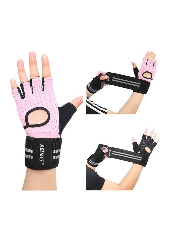 Pair Of Half Finger Weight Lifting Gloves，Breathable Workout Gloves, Anti-Slip Exercise Gloves, Adjustable Wrist Support, Full Palm Protection, Lightweight