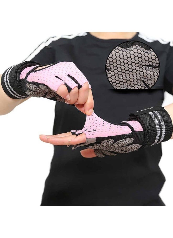 Pair Of Half Finger Weight Lifting Gloves，Breathable Workout Gloves, Anti-Slip Exercise Gloves, Adjustable Wrist Support, Full Palm Protection, Lightweight