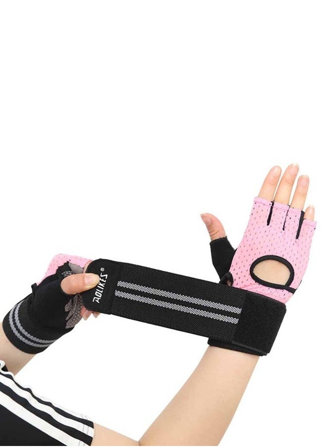 Pair Of Half Finger Weight Lifting Gloves，Breathable Workout Gloves, Anti-Slip Exercise Gloves, Adjustable Wrist Support, Full Palm Protection, Lightweight