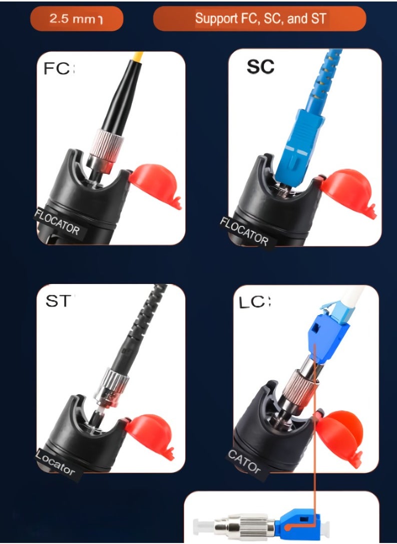 Visual Fault Locator, 1-60km Fiber Optic Red Light Pen, Vfl Optical Fiber Cable Fault Tester, Red Light Pen For Network Fiber Cable Test, Fiber Optic Source Tester Detector Meter, (15mw, Black Blue Orange)