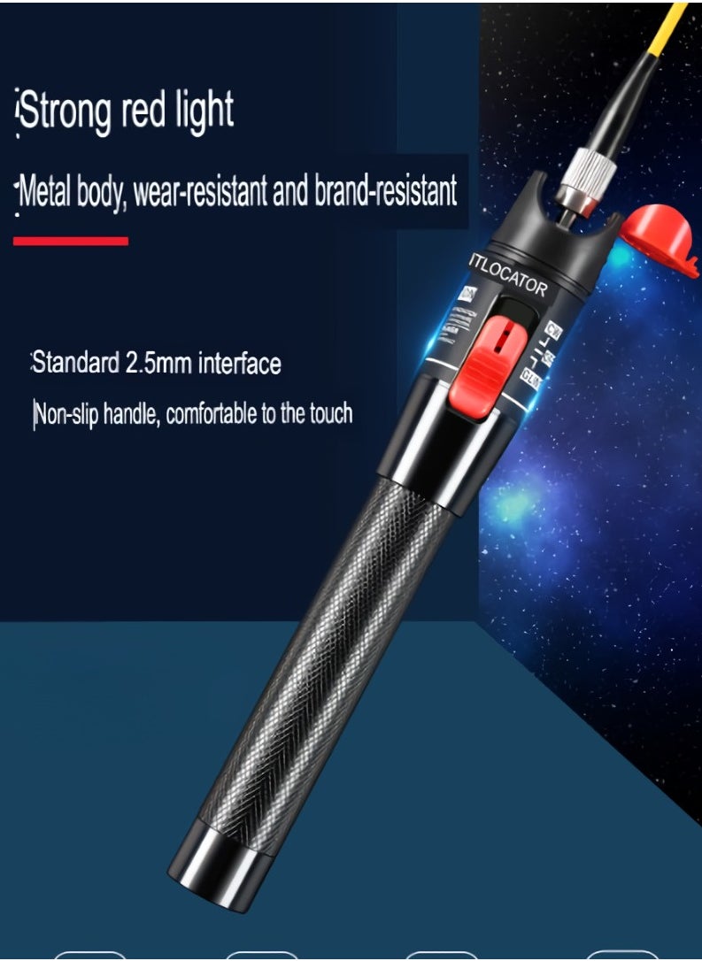 Visual Fault Locator, 1-60km Fiber Optic Red Light Pen, Vfl Optical Fiber Cable Fault Tester, Red Light Pen For Network Fiber Cable Test, Fiber Optic Source Tester Detector Meter, (15mw, Black Blue Orange)