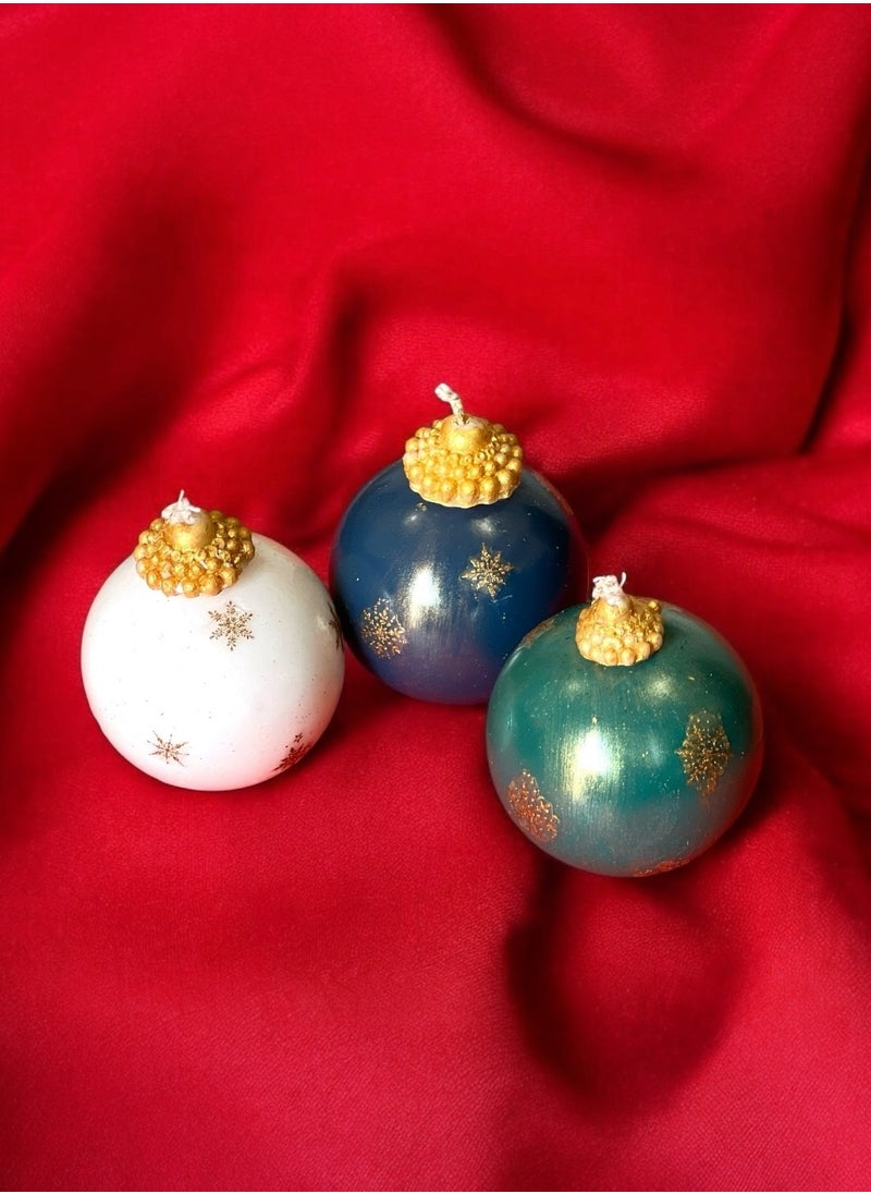 Set of 3 Christmas Ball Candles Gift Set – Elegant Scented Candles for Holiday Decor and Gifts