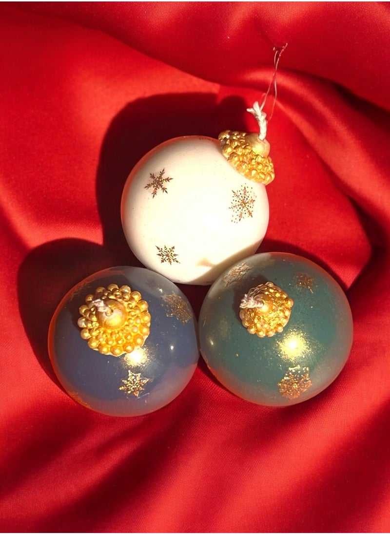 Set of 3 Christmas Ball Candles Gift Set – Elegant Scented Candles for Holiday Decor and Gifts