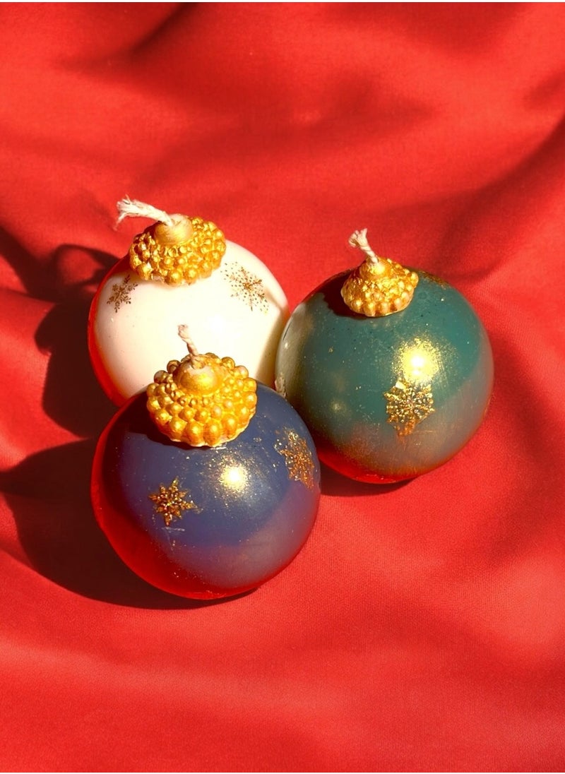 Set of 3 Christmas Ball Candles Gift Set – Elegant Scented Candles for Holiday Decor and Gifts