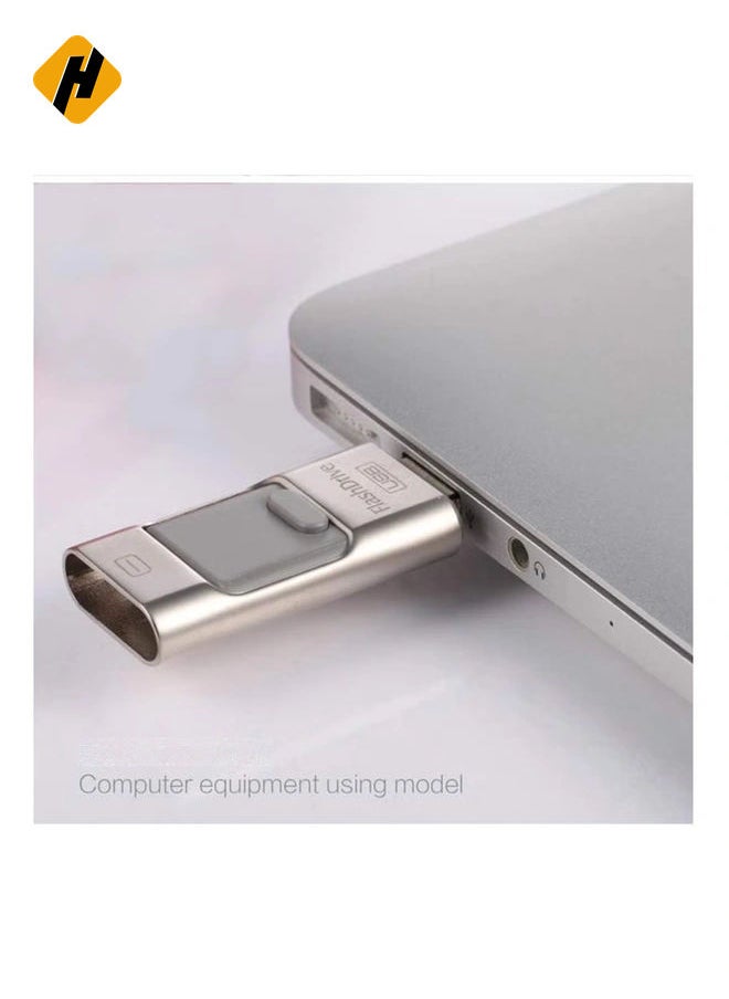 3-In-1 OTG USB 3.0 Memory Stick Pen Drives for iPhone/iPad/Android /PC (256GB, Silver)