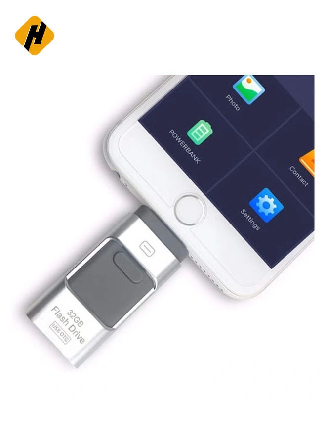 3-In-1 OTG USB 3.0 Memory Stick Pen Drives for iPhone/iPad/Android /PC (256GB, Silver)