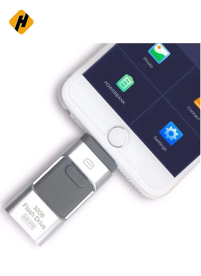 3-In-1 OTG USB 3.0 Memory Stick Pen Drives for iPhone/iPad/Android /PC (256GB, Silver)