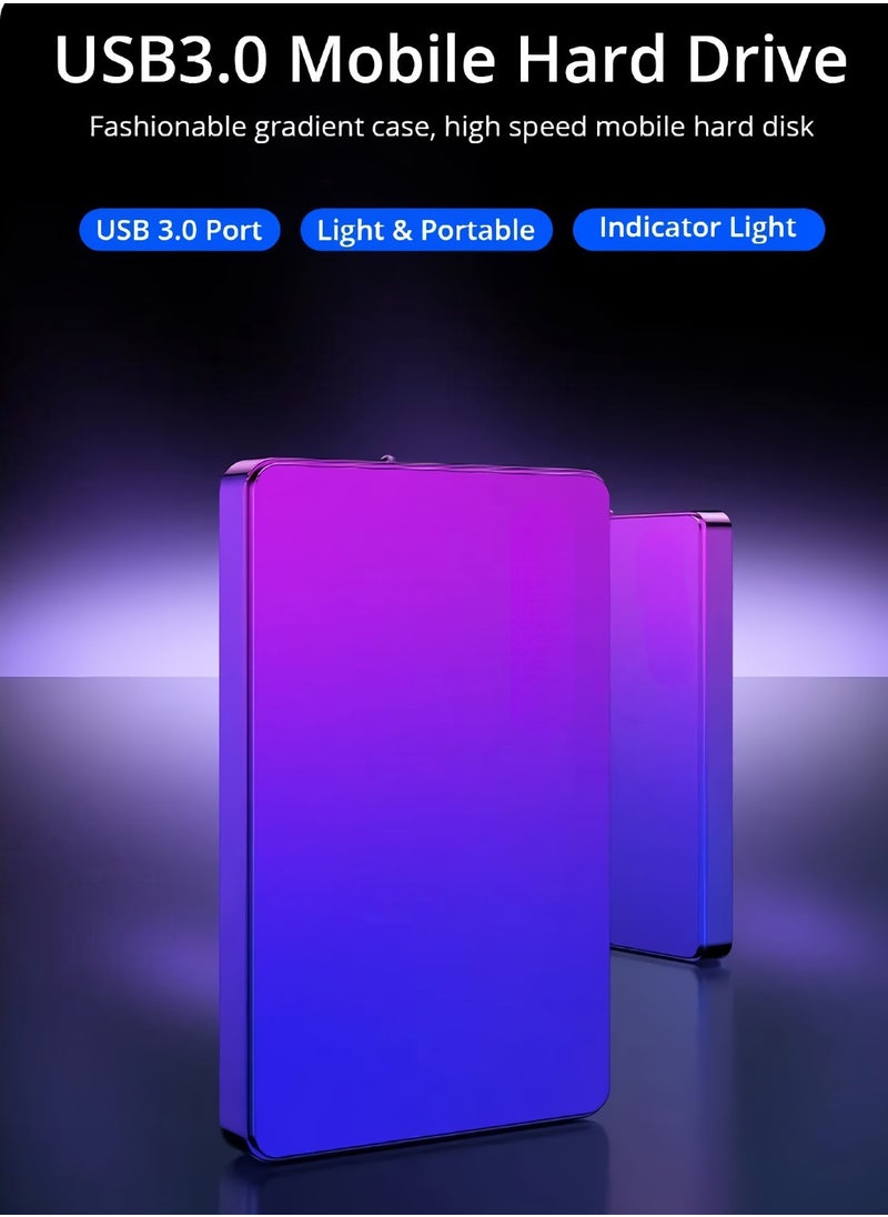 External Hard Drive, USB3.0 Ultra Slim HDD Storage Device, Portable Compact High-speed Mobile Hard Disk Compatible for Pc, Desktop, Mobiles, Laptop, Game Console, Ps4, (Gradient Blue Purple, 120GB)