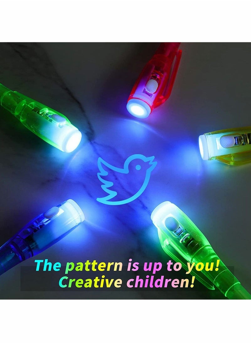 Invisible Ink Pen, 7Pcs Invisible Disappearing Ink Pen with UV Light Fun Activity Entertainment for Secret Message Kids Goodies Bags Toy, Party Favors Gifts Party Game Drawing and Writing Fun Pen?【Hi