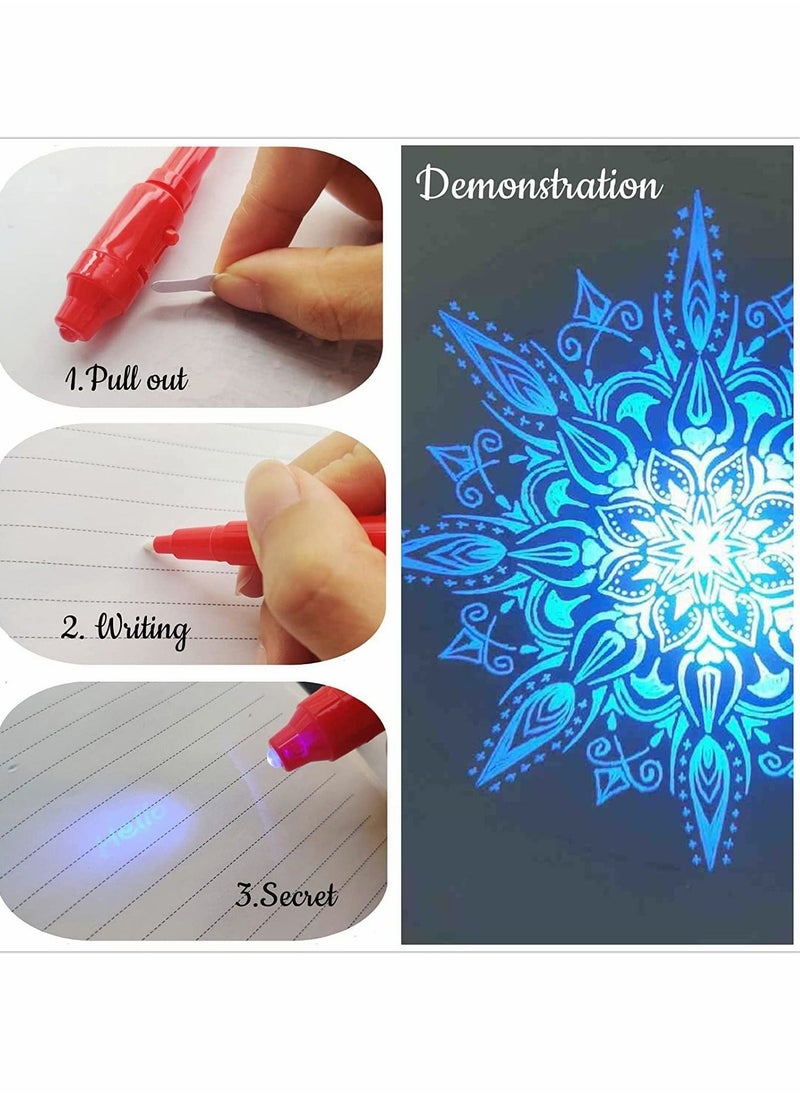 Invisible Ink Pen, 7Pcs Invisible Disappearing Ink Pen with UV Light Fun Activity Entertainment for Secret Message Kids Goodies Bags Toy, Party Favors Gifts Party Game Drawing and Writing Fun Pen?【Hi