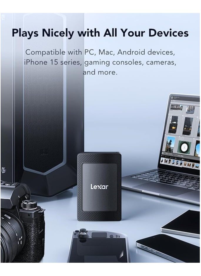 Lexar SL500M 2TB External SSD with Magnetic Set, USB 3.2 Gen2x2 Portable SSD, up to 2000MB/s Read, Compact External Solid State Drive, Ultra Slim Compatible with iPhone 15 and higher models