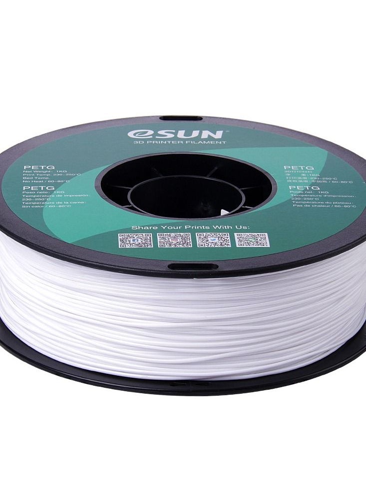 Esun 3D Printer Filament PETG 1.75 mm Dimensional Accuracy +/- 0.05 mm 1 Kg (2.2 lbs) Spool 3D Printing Material for 3D Printers - Solid White