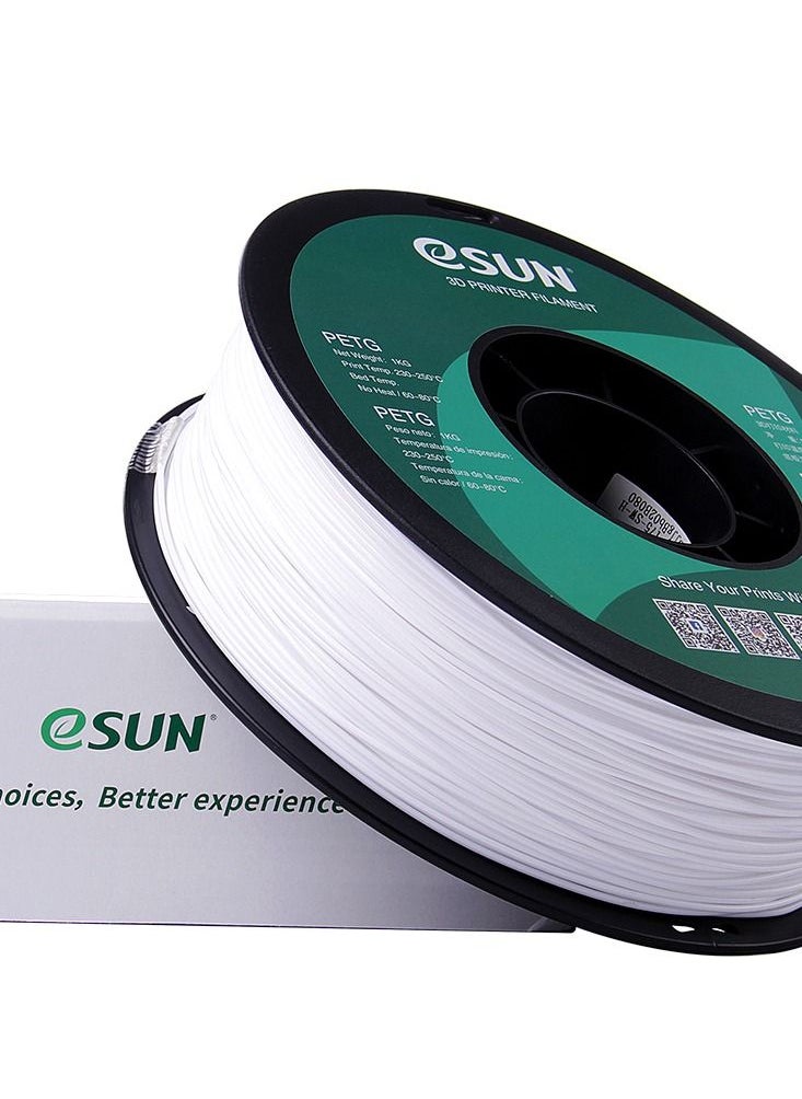 Esun 3D Printer Filament PETG 1.75 mm Dimensional Accuracy +/- 0.05 mm 1 Kg (2.2 lbs) Spool 3D Printing Material for 3D Printers - Solid White