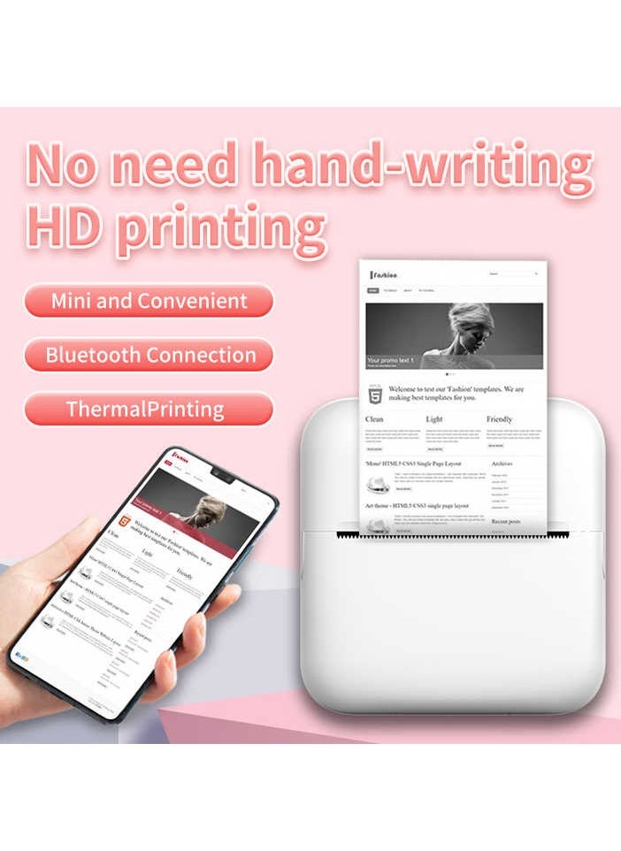 Mini Portable Thermal Printer Android iOS Mobile Phones Prints Pictures Memos 57mm Paper Size Includes USB Cable