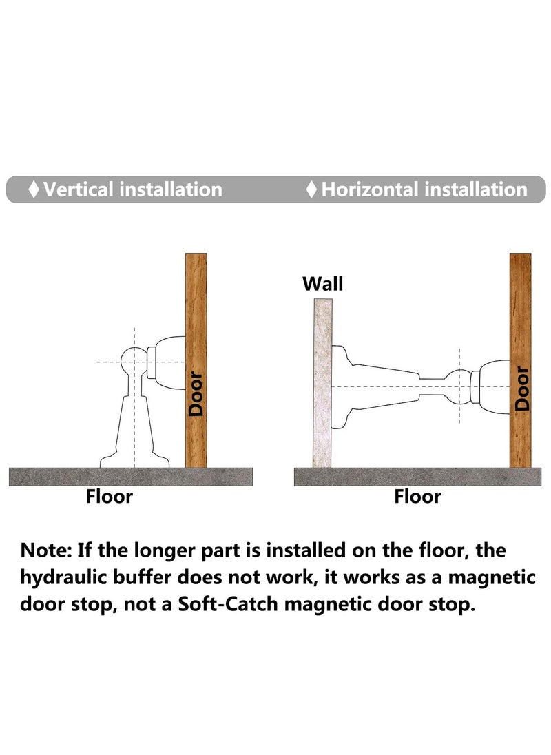 2 Pack Door Stop Gold Magnetic Stopper Stainless Steel with Adhesive No Need to Drill or Screw Mount Doorstop Catch Holder for Wall Floor Mounted