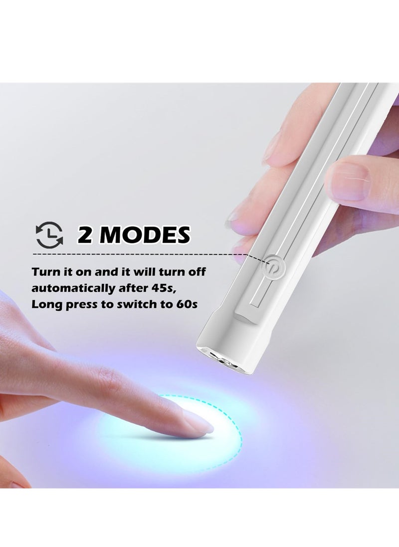 Handheld UV Nail Lamp, Mini UV Lamp for Gel Nails Rechargeable Nail Dryer Flashlight LED Gel Nail Lamp for Curing Glue Gel Nail Gems, Portable USB Nail Art Flashlight for Home DIY Manicure