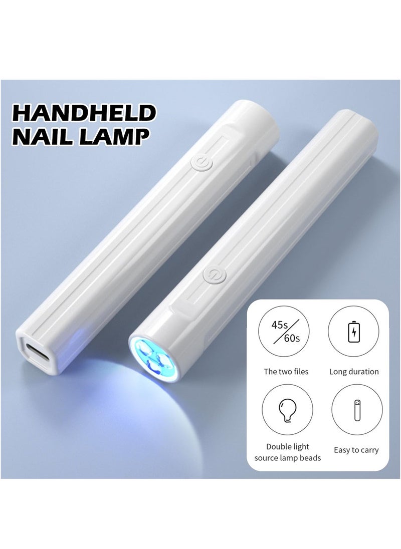 Handheld UV Nail Lamp, Mini UV Lamp for Gel Nails Rechargeable Nail Dryer Flashlight LED Gel Nail Lamp for Curing Glue Gel Nail Gems, Portable USB Nail Art Flashlight for Home DIY Manicure