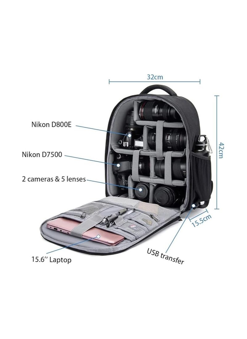 Caden Camera Backpack Professional DSLR Bag with USB Charging Port,