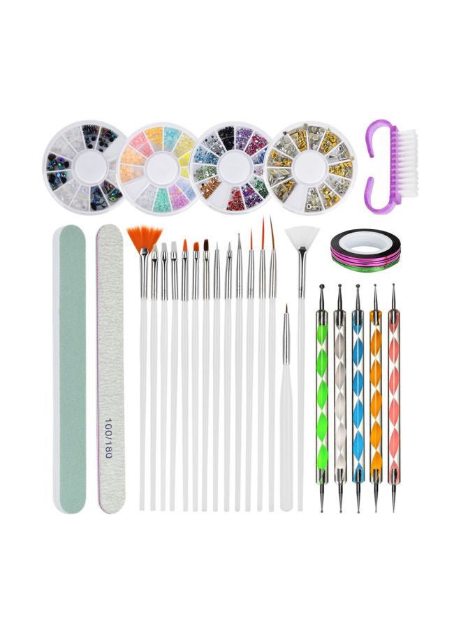 30-Piece Nail Art Crystal Wheel Set Multicolour