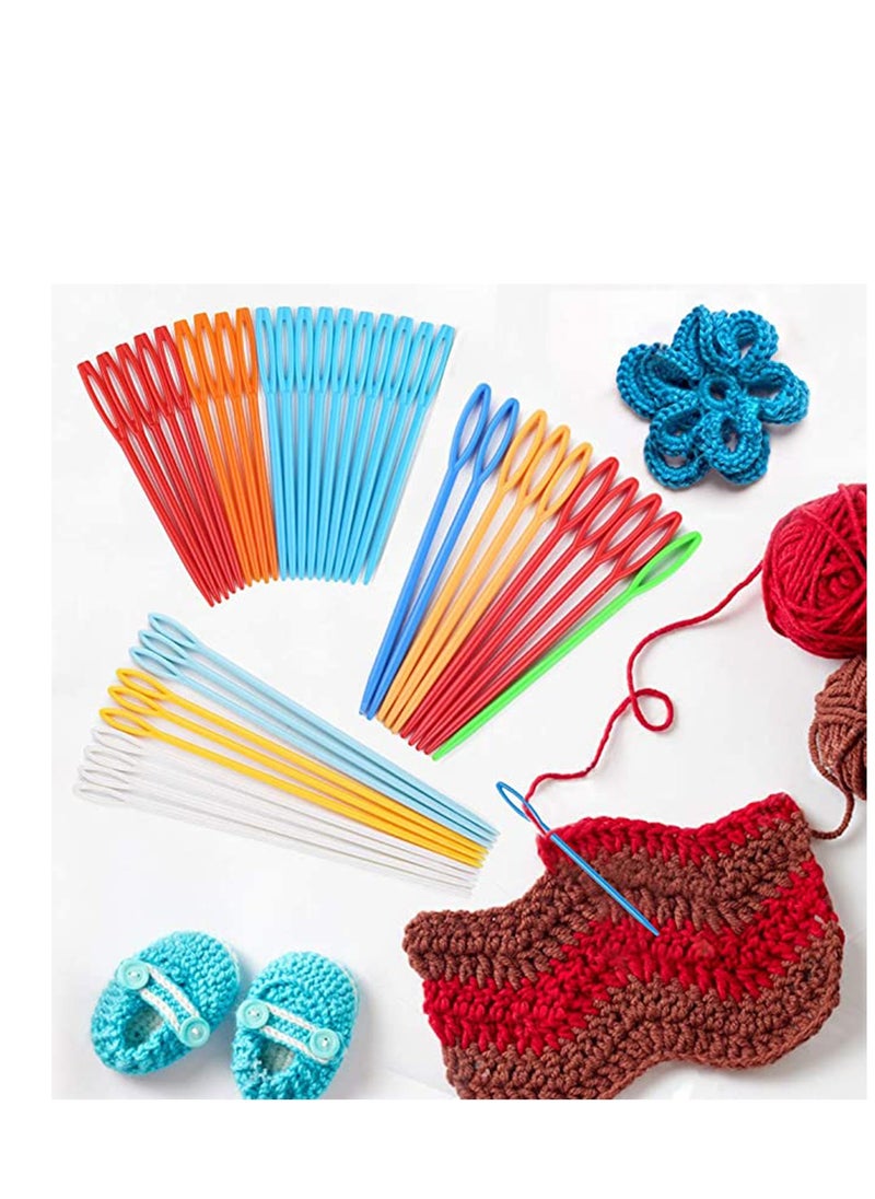 Large Eye Plastic Needles, Plastic Weaving Needles, Yarn Needles, Learning Needles, Safety Plastic Lacing Needles for Kids & Sewing Handmade Crafts, Cross Stitch, Threading Cards