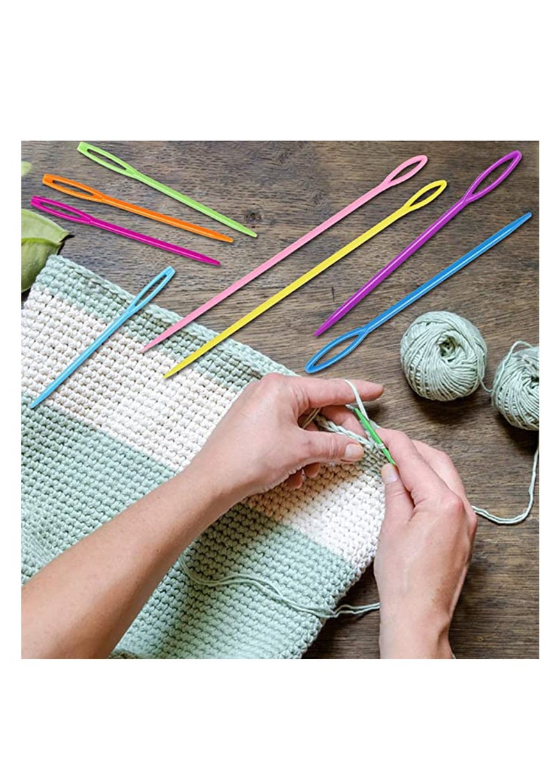 Large Eye Plastic Needles, Plastic Weaving Needles, Yarn Needles, Learning Needles, Safety Plastic Lacing Needles for Kids & Sewing Handmade Crafts, Cross Stitch, Threading Cards