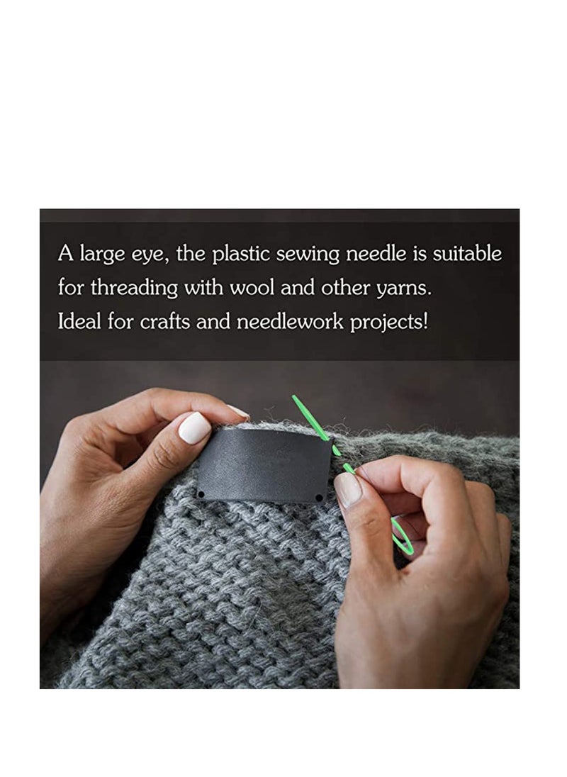 Large Eye Plastic Needles, Plastic Weaving Needles, Yarn Needles, Learning Needles, Safety Plastic Lacing Needles for Kids & Sewing Handmade Crafts, Cross Stitch, Threading Cards