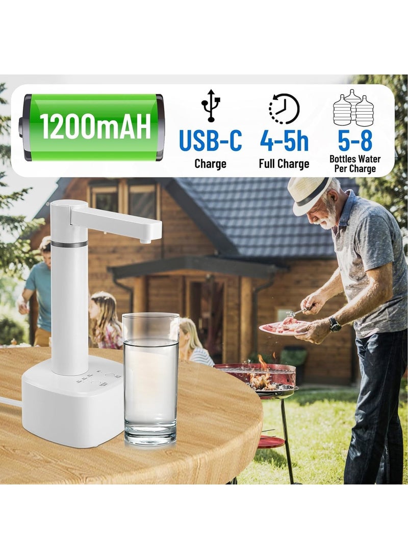 Electric Drinking Water Pump Portable Desktop Water Dispenser with Display USB Rechargeable Automatic Universal Bottle for Home Office Outdoor Car Camping