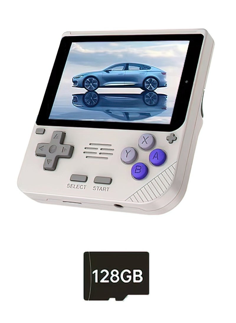 POWKIDDY V10 Handheld Retro Game Console, 17+ Emulators for ARCADE, PS1, GB, Supports Game Downloads, 5500+ Games Preloaded, Compatible with 64-bit 3D Simulators. Perfect for Retro Gamers(Grey, 128G)