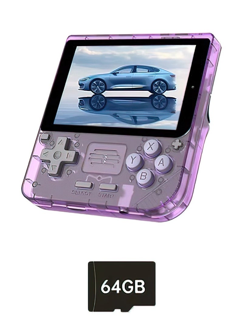 POWKIDDY V10 Handheld Retro Game Console, 17+ Emulators for ARCADE, PS1, GB, Supports Game Downloads, 5500+ Games Preloaded, Compatible with 64-bit 3D Simulators. Perfect for Retro Gamers(Transparent Purple, 64G)