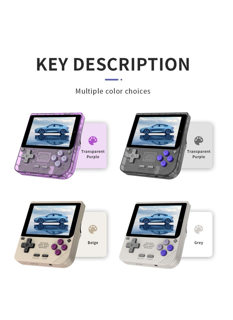 POWKIDDY V10 Handheld Retro Game Console, 17+ Emulators for ARCADE, PS1, GB, Supports Game Downloads, 5500+ Games Preloaded, Compatible with 64-bit 3D Simulators. Perfect for Retro Gamers(Transparent Purple, 64G)