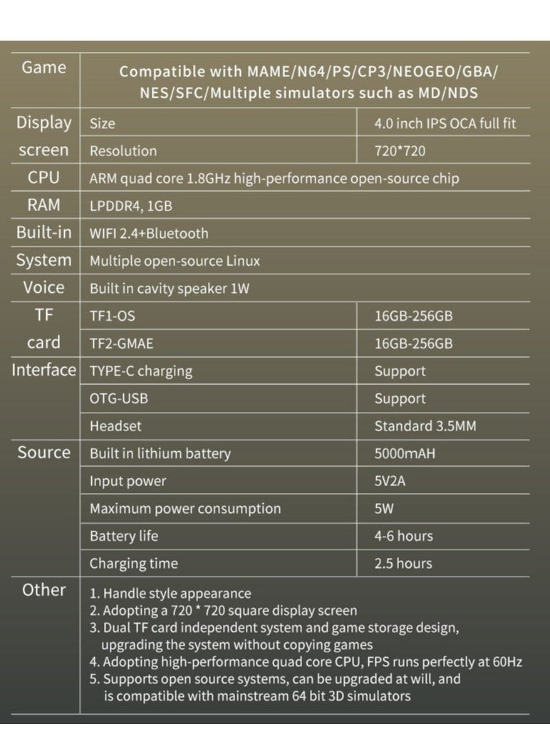 RGB20SX Handheld Game Console with 10000 Gmaes, 4-Inch IPS Open Source Linux Retro Portable Gaming Console, 5000Mah Battery Handheld Emulator Gift for Kids Adults (Black)