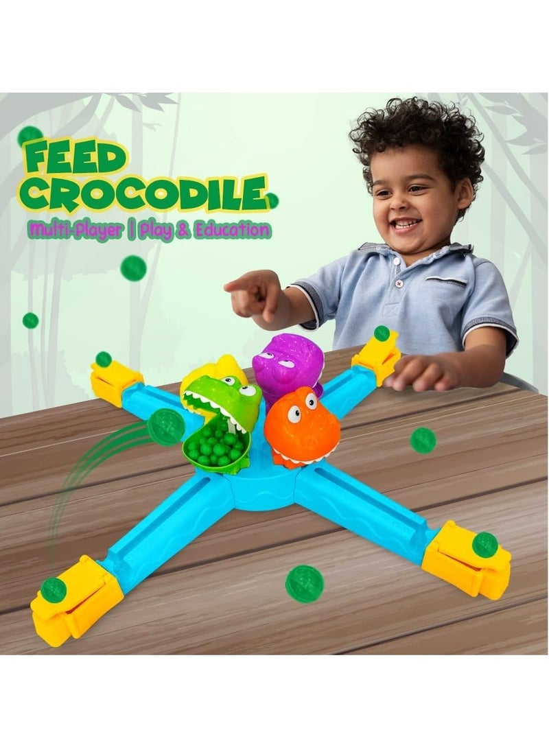 UKR Hungry Crocodile Launchers Electronic Board Game for Kids, Hand-Eye Coordination, Interactive Fun, Engaging Activity for 2 to 4 Players, Ages 3+, 60 x 60 x 5 cm, Multicolor