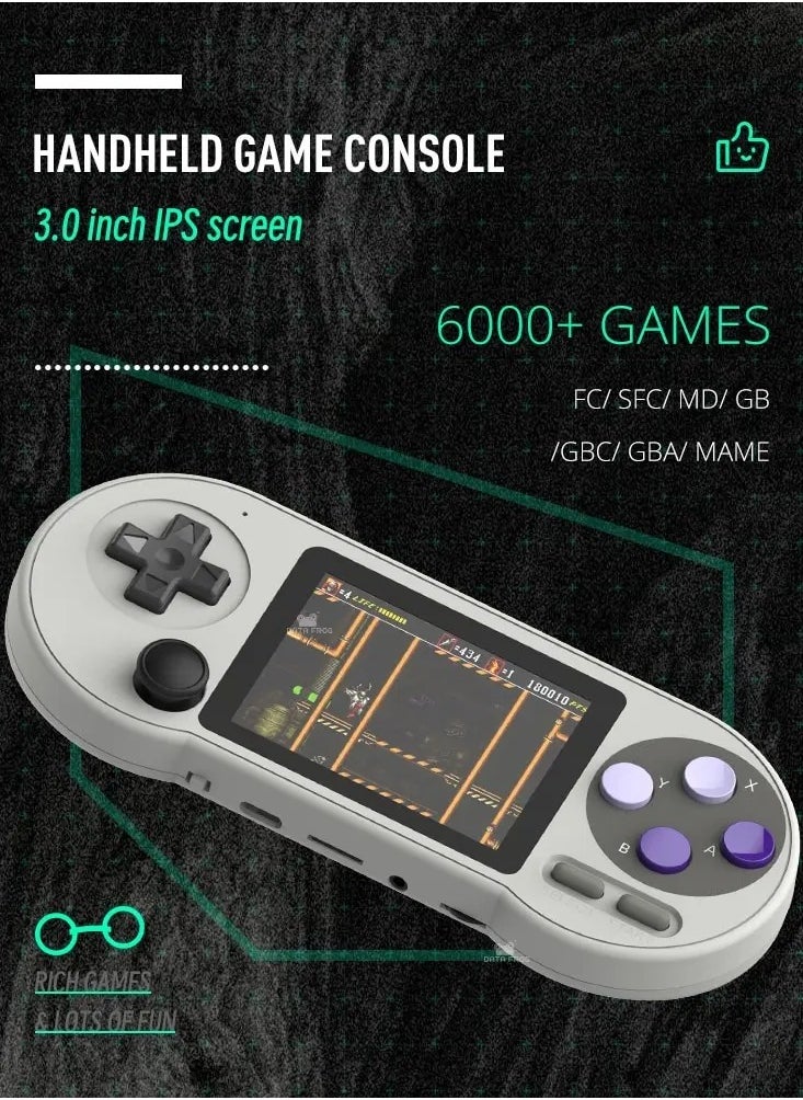 Sf2000 Handheld Game Console,  3 Inch IPS Screen Retro Video Gaming Console, Portable Nostalgic Arcade Retro Game Machine With 6000 Built In Games For Kids And Teenagers, (With 2pcs Controller)