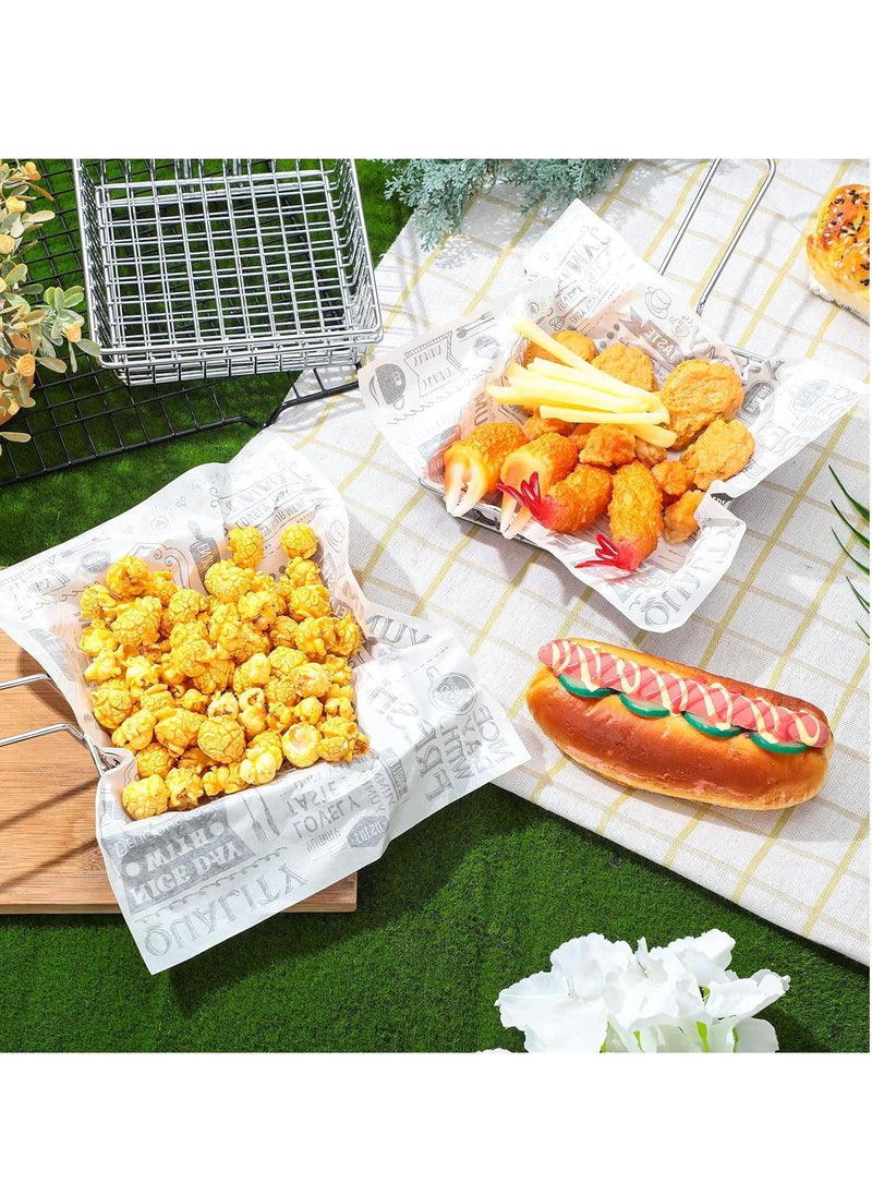 Mini Square Fry Baskets french fries Basket Chrome Steel Shallow Fried Food Filter Holder Reusable Fries Holder for Kitchen Restaurant Party Barbecue Table Food Serving 4PCS