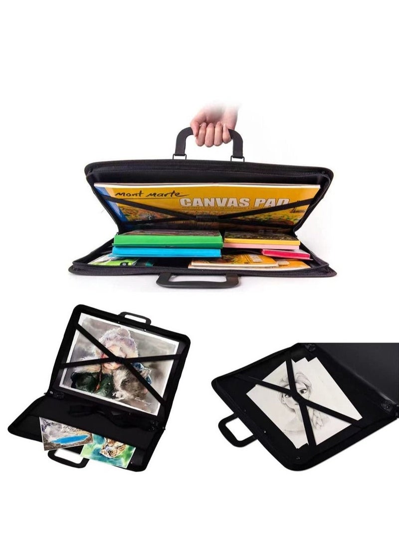 A3 Artist Portfolio Case, Art Portfolio Carrying Bag, Painting Drawing Board Bag, Student Portfolio Drawing Painting Sketch Bag, Art Folder Art Supplies, Artwork Storage Bag (48x37cm)