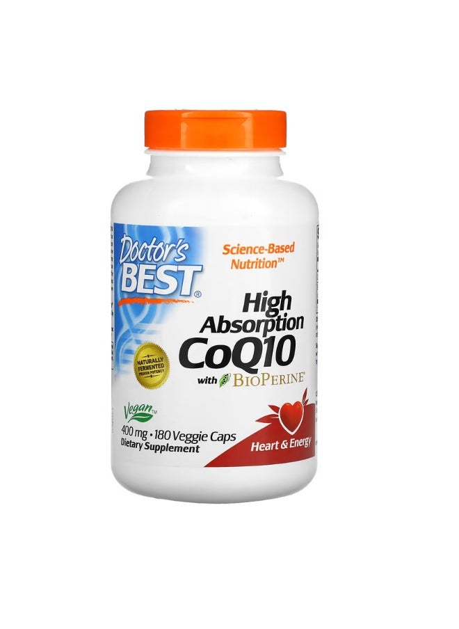 High Absorption CoQ10 with BioPerine 400 mg 180 Veggie Caps