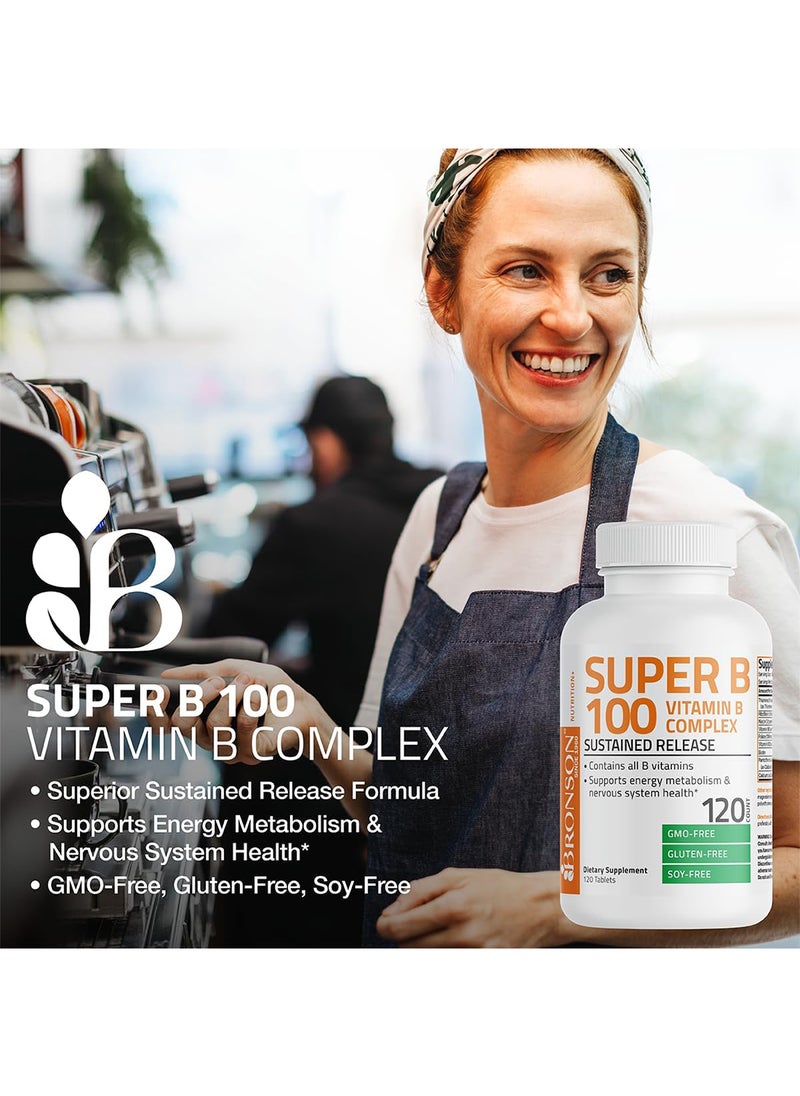 Vitamin B 100 Complex High Potency Sustained Release Vitamin B1 B2 B3 B6 B9 Folic Acid B12 250 Tablets