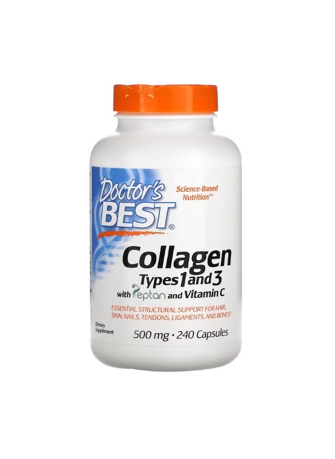 Collagen Types 1 and 3 with Peptan and Vitamin C 125 mg 240 Capsules