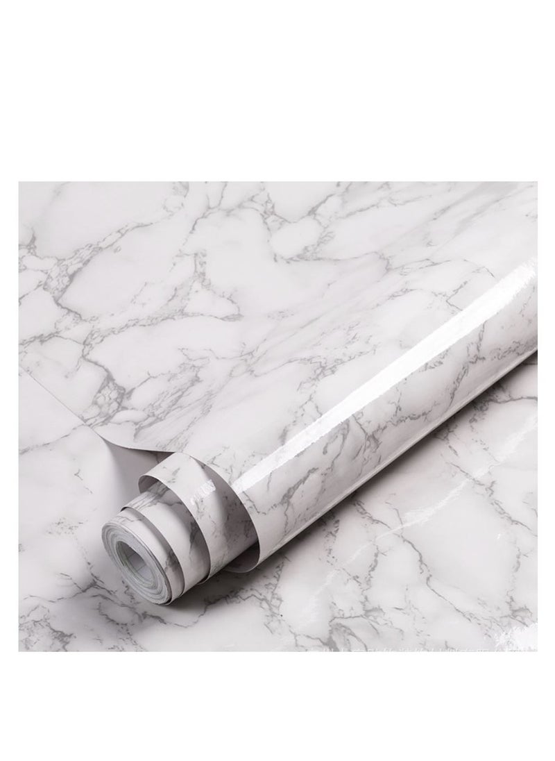 White Grey Marble Contact Paper, Peel and Stick Self-Adhesive Thick Wallpaper, Decorative Vinyl Waterproof, 15.7 x 118.1