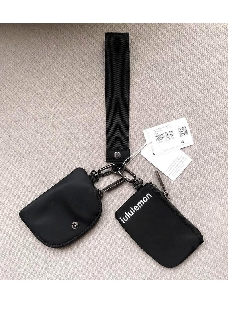 NWT Black  dual pouch wristlet