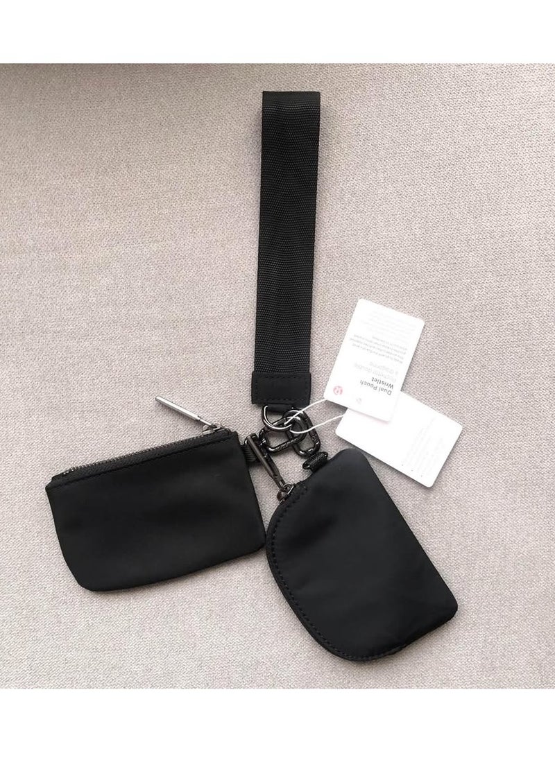 NWT Black  dual pouch wristlet