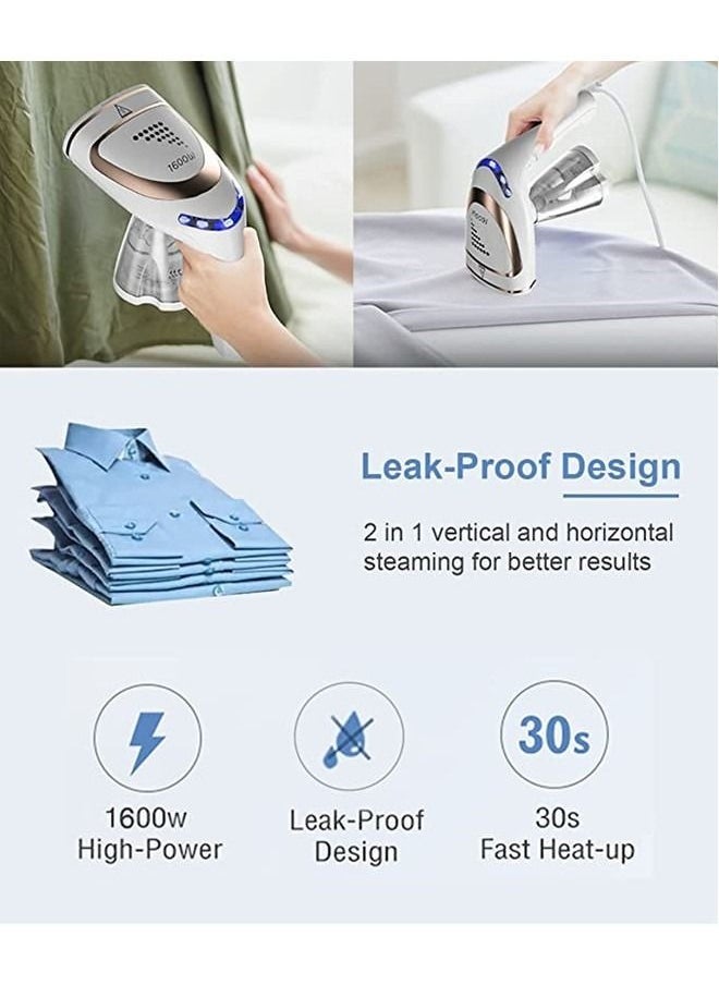 Steam Iron 1600W Handheld Garment Steamer Clothes Portable Iron Steam Fast Heating Ironing Wrinkle Remover-250ml