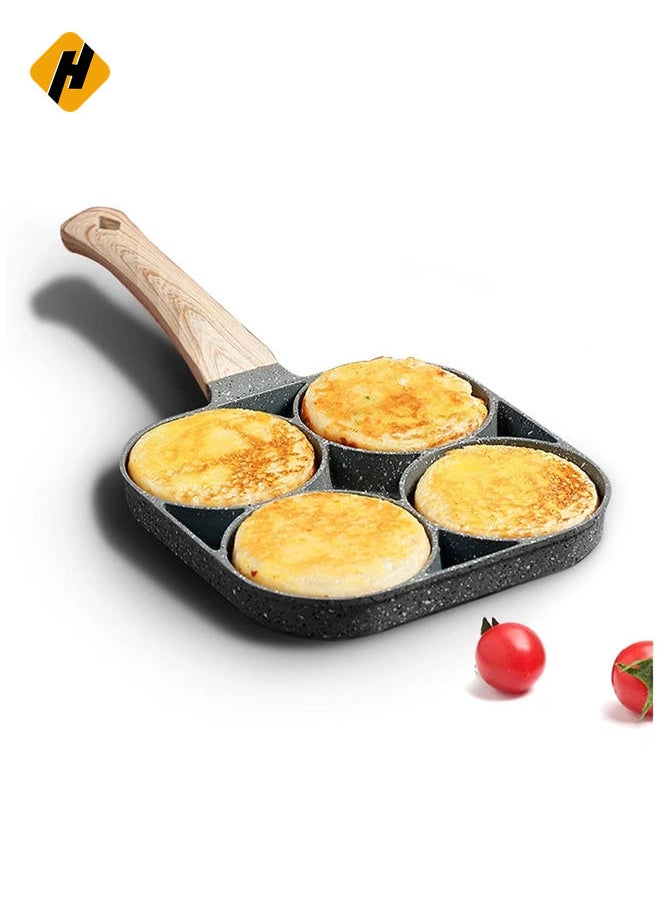 four-cup egg pan, medical stone non-stick frying pan, compatible with all heat sources (3-inch eggs)